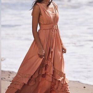 Free People Terracotta Lace Maxi Dress